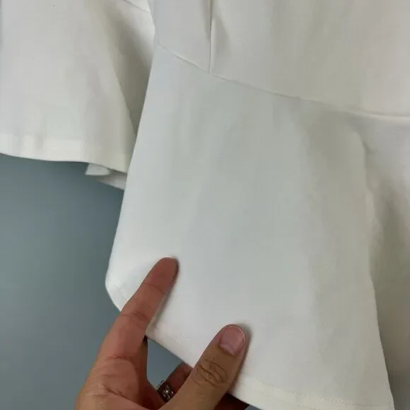 Lena Women's Size Medium White One Shoulder Assymetrical Ruffle Hem Dress - Picture 5 of 12